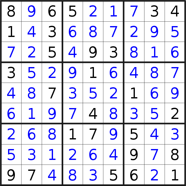 Sudoku solution for puzzle published on Wednesday, 26th of June 2019