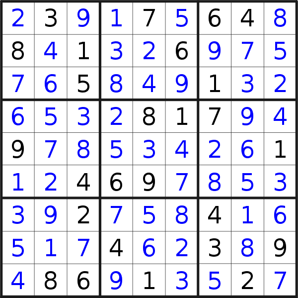 Sudoku solution for puzzle published on Wednesday, 3rd of July 2019