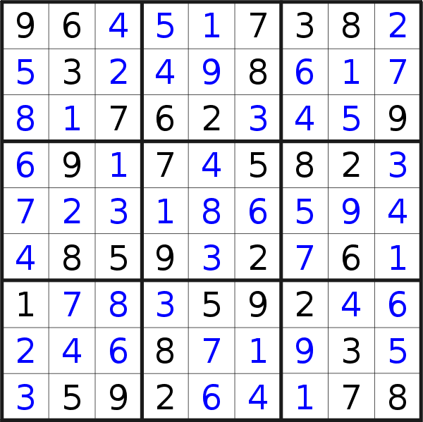 Sudoku solution for puzzle published on Friday, 5th of July 2019