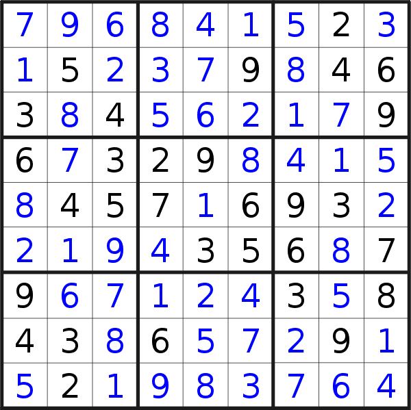 Sudoku solution for puzzle published on Sunday, 7th of July 2019