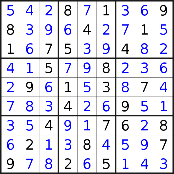 Sudoku solution for puzzle published on Wednesday, 10th of July 2019