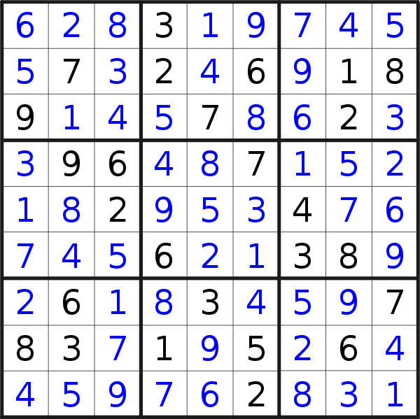 Sudoku solution for puzzle published on Tuesday, 16th of July 2019