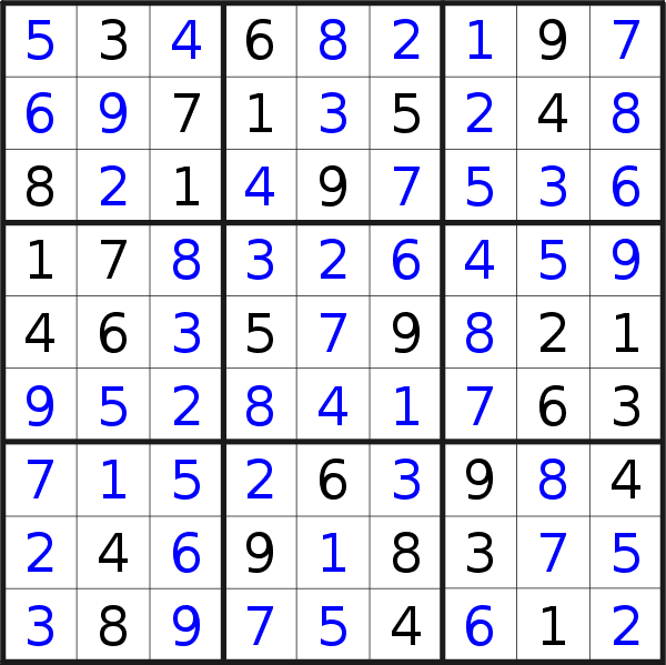 Sudoku solution for puzzle published on Wednesday, 17th of July 2019
