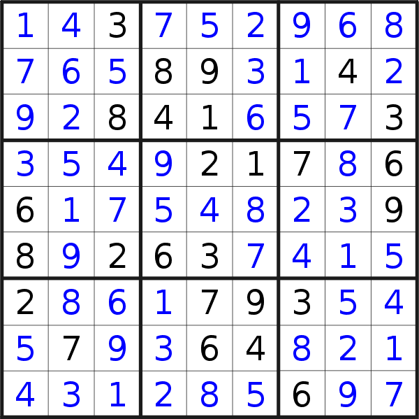 Sudoku solution for puzzle published on Thursday, 18th of July 2019