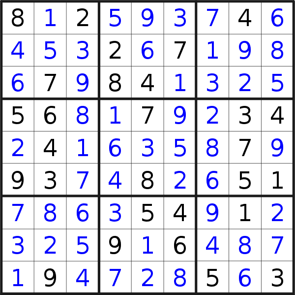 Sudoku solution for puzzle published on Tuesday, 23rd of July 2019