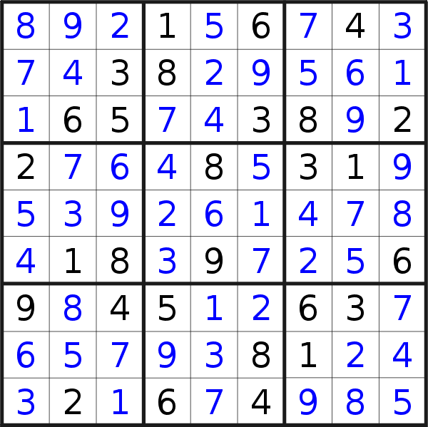 Sudoku solution for puzzle published on Saturday, 3rd of August 2019