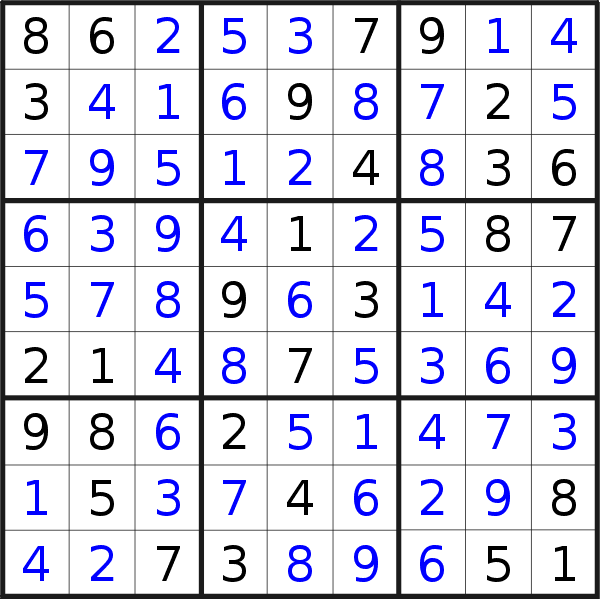 Sudoku solution for puzzle published on Monday, 5th of August 2019