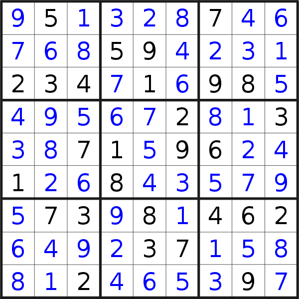 Sudoku solution for puzzle published on Wednesday, 7th of August 2019