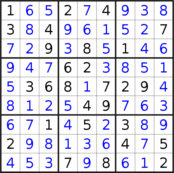 Sudoku solution for puzzle published on Sunday, 11th of August 2019