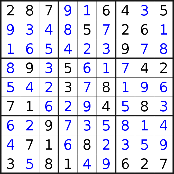 Sudoku solution for puzzle published on Tuesday, 13th of August 2019