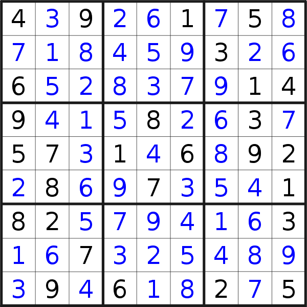 Sudoku solution for puzzle published on Thursday, 15th of August 2019