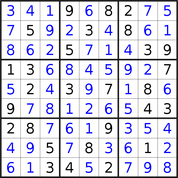 Sudoku solution for puzzle published on Tuesday, 20th of August 2019