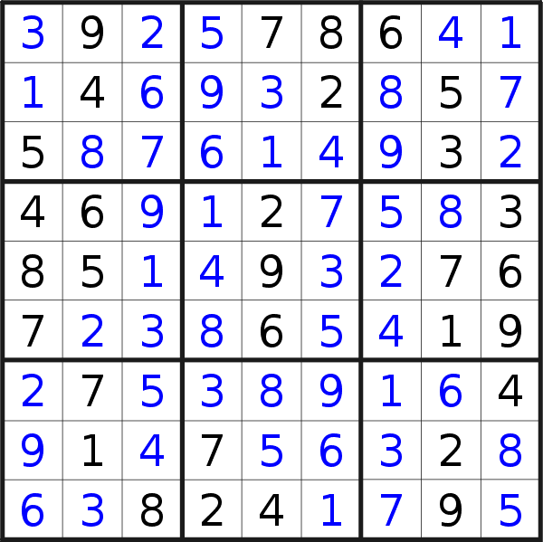 Sudoku solution for puzzle published on Thursday, 22nd of August 2019