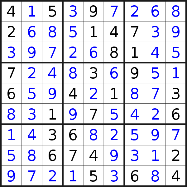 Sudoku solution for puzzle published on Friday, 23rd of August 2019