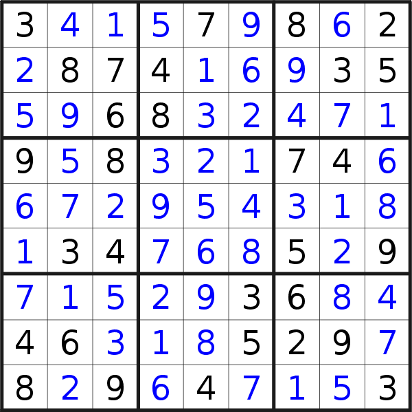 Sudoku solution for puzzle published on Saturday, 24th of August 2019