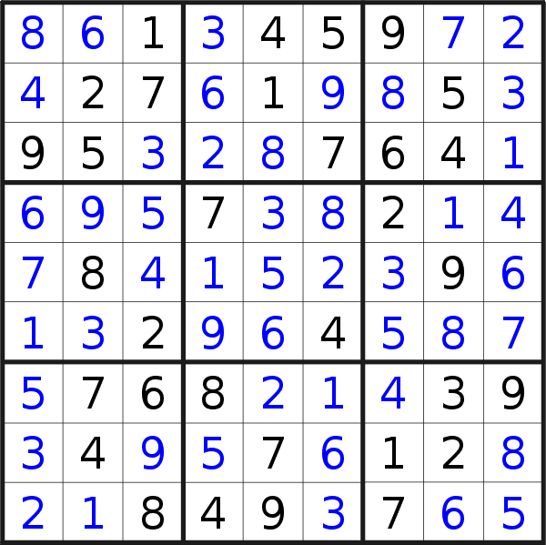 Sudoku solution for puzzle published on Sunday, 25th of August 2019