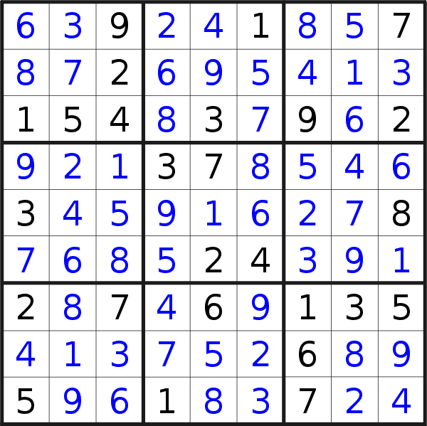 Sudoku solution for puzzle published on Tuesday, 27th of August 2019