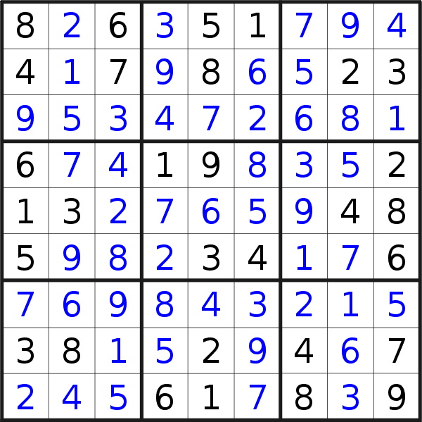 Sudoku solution for puzzle published on Wednesday, 4th of September 2019