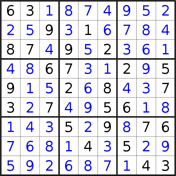 Sudoku solution for puzzle published on Friday, 6th of September 2019