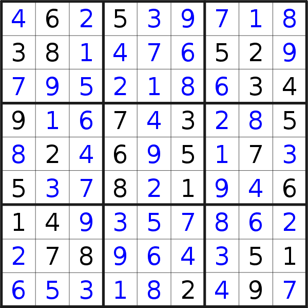 Sudoku solution for puzzle published on Sunday, 8th of September 2019