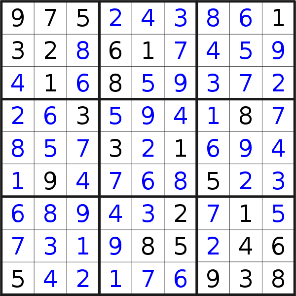 Sudoku solution for puzzle published on Tuesday, 24th of September 2019