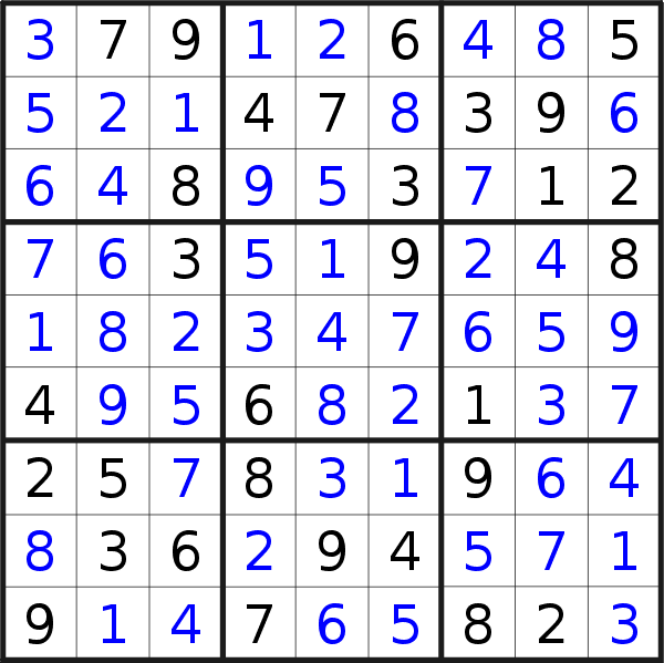 Sudoku solution for puzzle published on Wednesday, 25th of September 2019