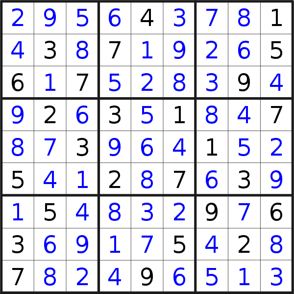 Sudoku solution for puzzle published on Saturday, 5th of October 2019