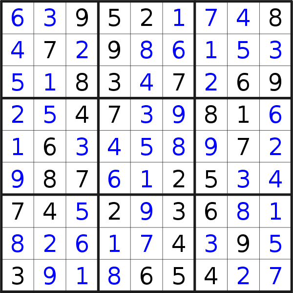 Sudoku solution for puzzle published on Monday, 7th of October 2019