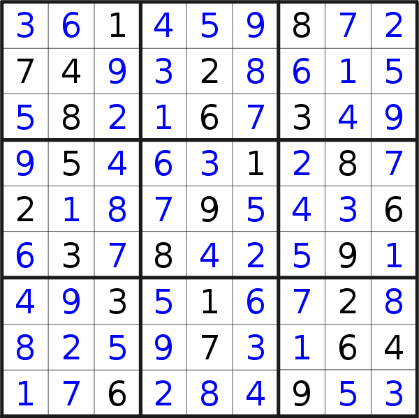 Sudoku solution for puzzle published on Thursday, 10th of October 2019
