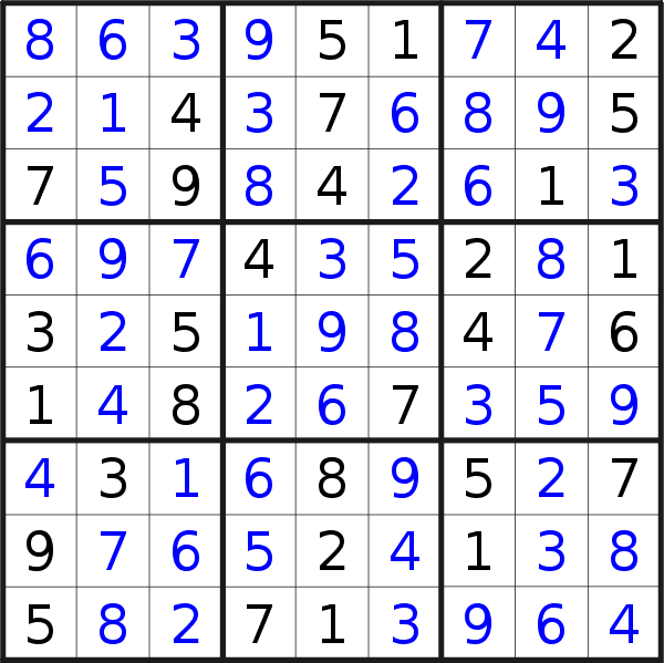 Sudoku solution for puzzle published on Friday, 11th of October 2019