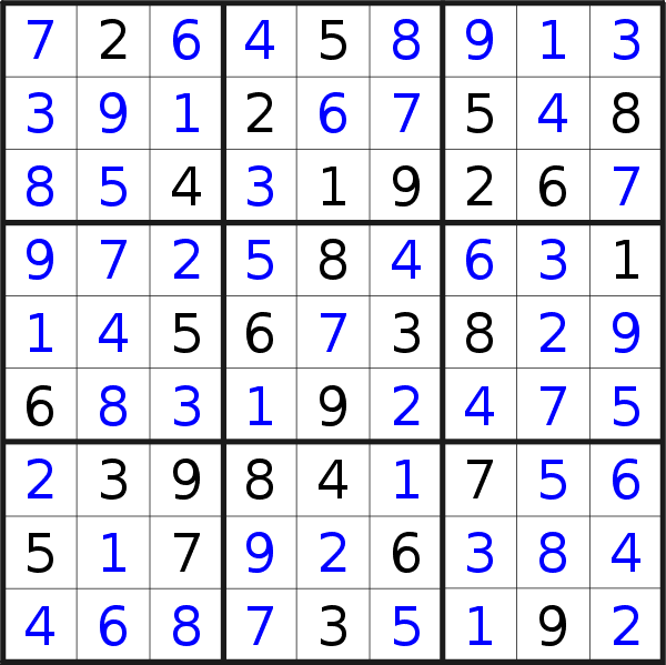 Sudoku solution for puzzle published on Saturday, 12th of October 2019