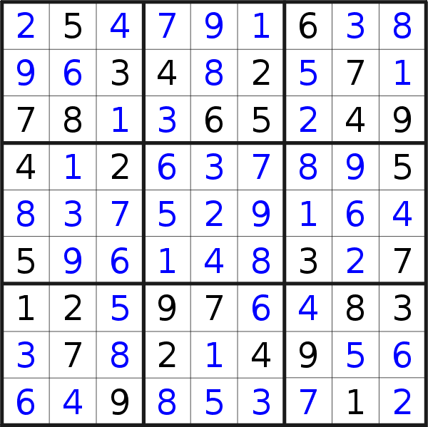 Sudoku solution for puzzle published on Monday, 14th of October 2019