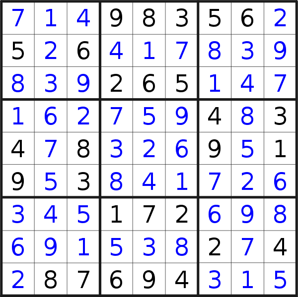 Sudoku solution for puzzle published on Tuesday, 22nd of October 2019