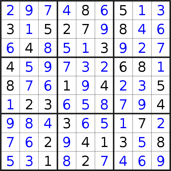 Sudoku solution for puzzle published on Monday, 28th of October 2019