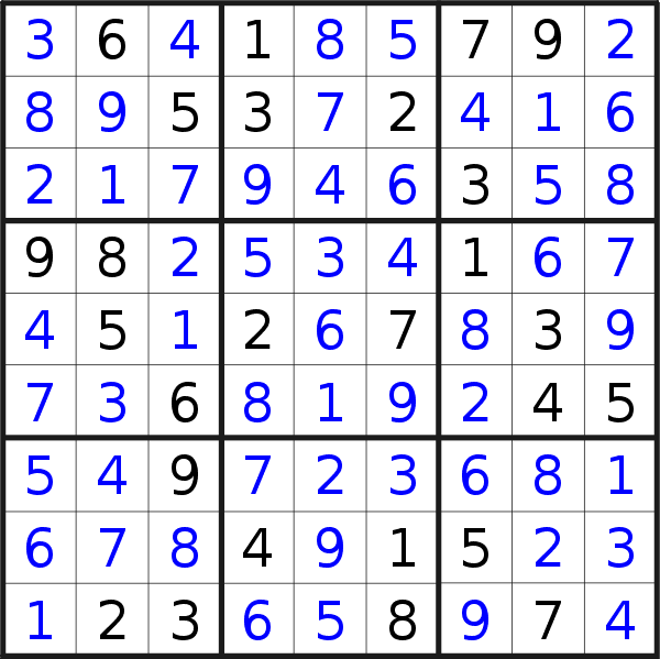 Sudoku solution for puzzle published on Tuesday, 29th of October 2019
