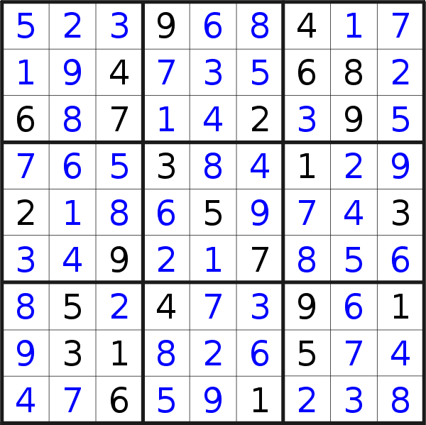 Sudoku solution for puzzle published on Wednesday, 30th of October 2019