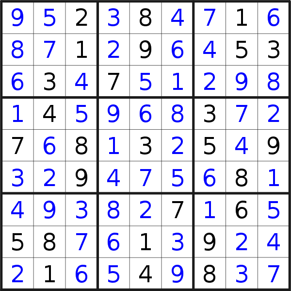 Sudoku solution for puzzle published on Sunday, 3rd of November 2019
