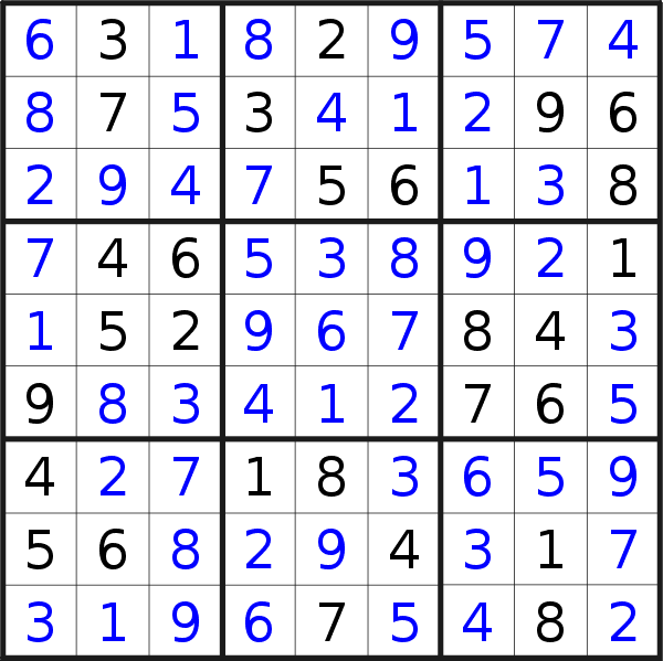 Sudoku solution for puzzle published on Tuesday, 5th of November 2019