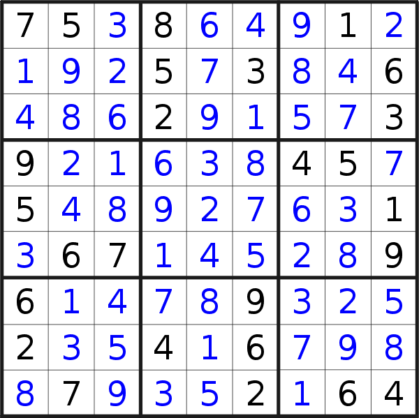 Sudoku solution for puzzle published on Thursday, 7th of November 2019
