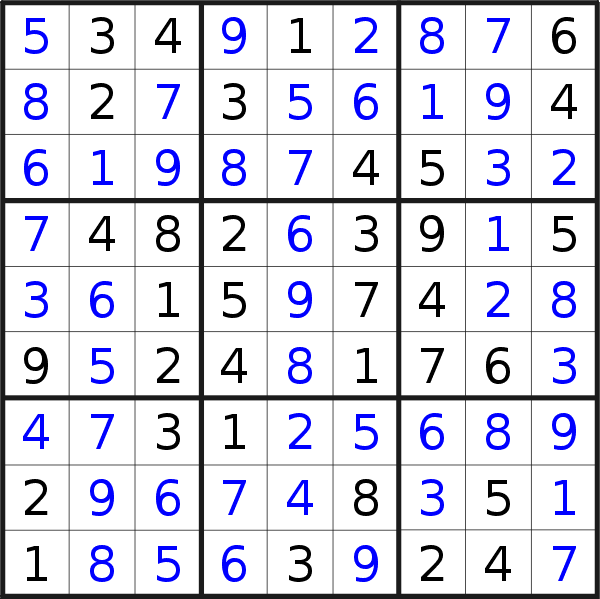 Sudoku solution for puzzle published on Monday, 11th of November 2019