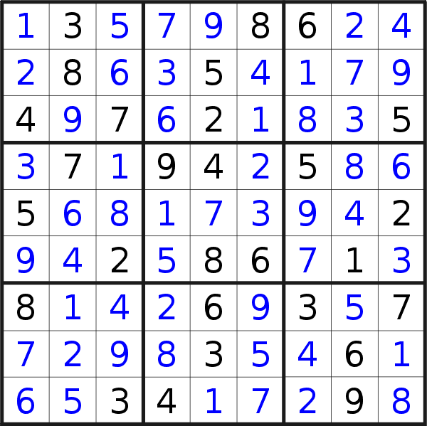 Sudoku solution for puzzle published on Sunday, 17th of November 2019