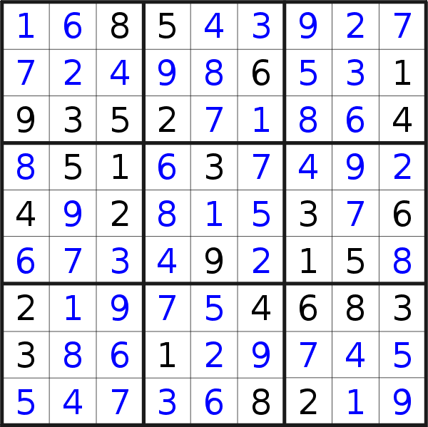 Sudoku solution for puzzle published on Tuesday, 19th of November 2019