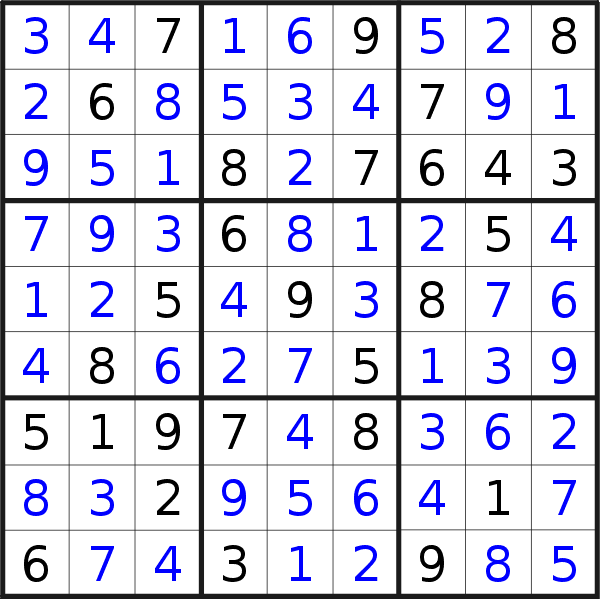 Sudoku solution for puzzle published on Tuesday, 26th of November 2019