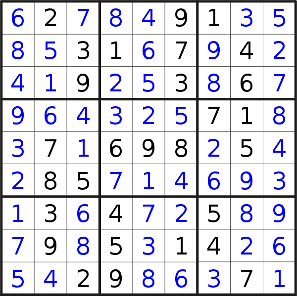 Sudoku solution for puzzle published on Monday, 2nd of December 2019