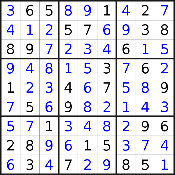 Sudoku solution for puzzle published on Wednesday, 4th of December 2019
