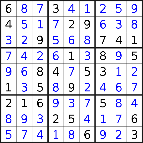 Sudoku solution for puzzle published on Thursday, 5th of December 2019