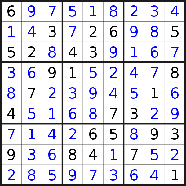 Sudoku solution for puzzle published on Friday, 6th of December 2019