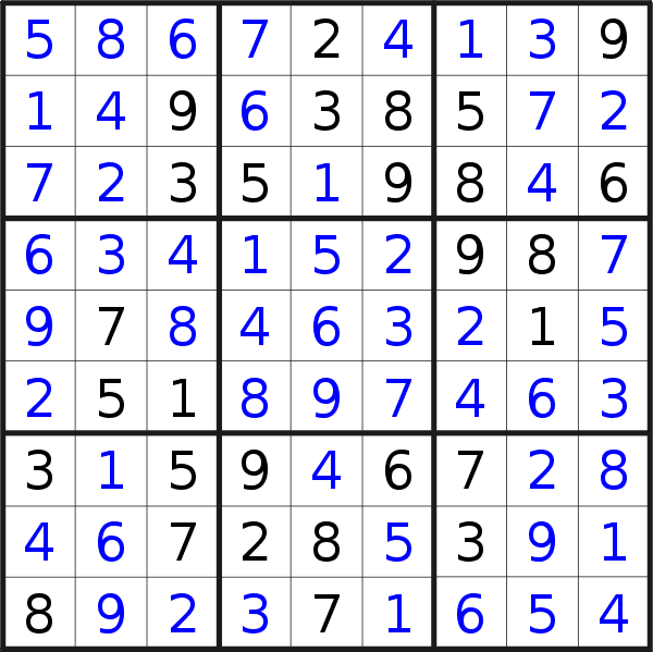 Sudoku solution for puzzle published on Thursday, 12th of December 2019