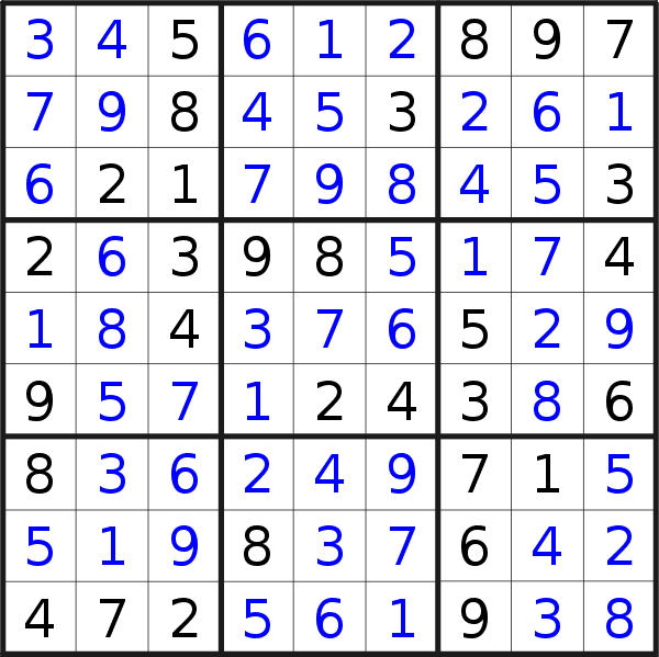Sudoku solution for puzzle published on Thursday, 19th of December 2019