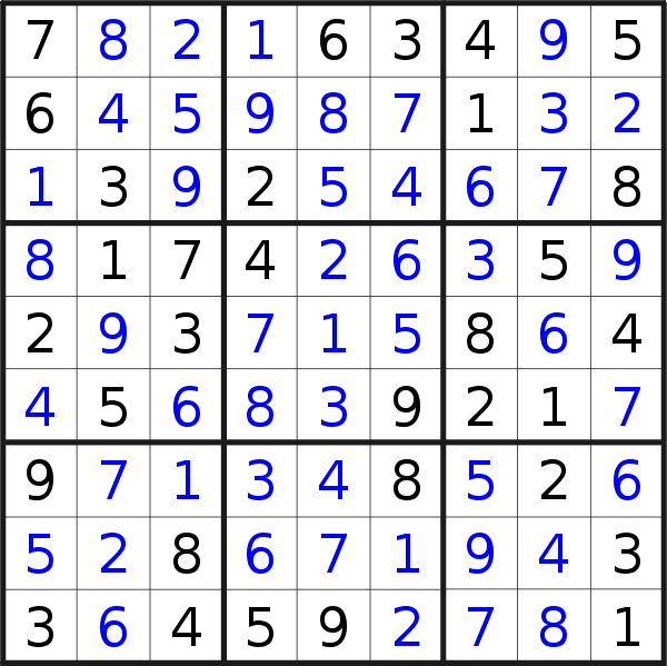 Sudoku solution for puzzle published on Tuesday, 24th of December 2019